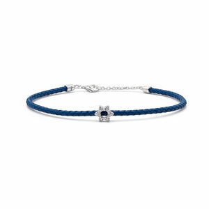 Diamond Star Of David Rope Chain Bracelet 14K