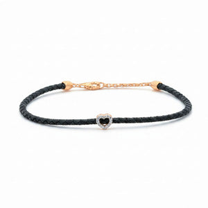 Diamond Heart Cutout Rope Chain Bracelet 14K