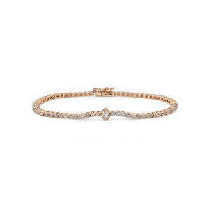 Lab Grown Diamond Pear Bezel Accent Tennis Bracelet 14K
