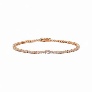 Lab Grown Diamond Emerald Bezel Accent Tennis Bracelet 14K