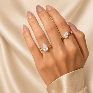 CZ Pear Double Row Etenrity Ring