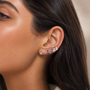 CZ Blue Hamsa Stud Earring 14K - Adina Eden's Jewels