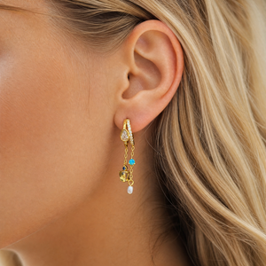 Mixed Stone Turquoise Charm Drop Earring - Adina Eden's Jewels
