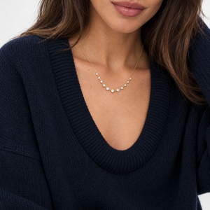 Lab Grown Diamond Graduated Station Link Chain Necklace 14K