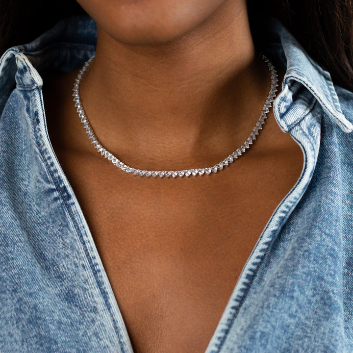  Heart Tennis Necklace - Adina Eden's Jewels