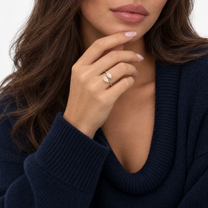 Lab Grown Diamond Double Marquise Toi Et Moi Open Ring 14K - Adina Eden's Jewels