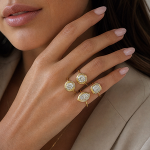 Moissanite Double Bezel Round Ring