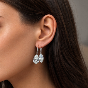 Pear Shape CZ Drop Huggie Earring - Adina Eden's Jewels
