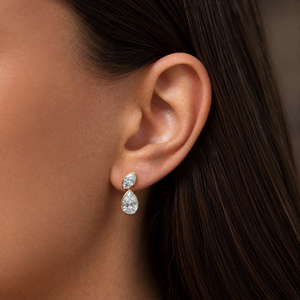 Lab Grown Diamond Marquise X Pear Drop Stud Earring 14K - Adina Eden's Jewels