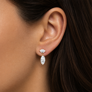 Lab Grown Diamond Double Marquise Stud Earring 14K - Adina Eden's Jewels