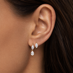 Lab Grown Diamond Marquise/Pear Huggie Earrng 14K - Adina Eden's Jewels