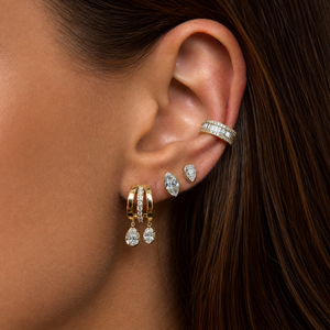 Lab Grown Diamond Marquise Bezel Mini Stud Earring 14K - Adina Eden's Jewels