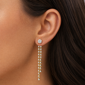 CZ Multi-Stone Linear Drop stud Earrings