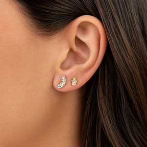 Mini CZ Hamsa Stud Earring
