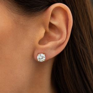 CZ Yellow Round Solitarie Stud Earring