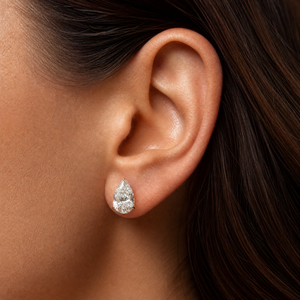 Lab Grown Diamond Sideway Pear Stud Earring 14K - Adina Eden's Jewels