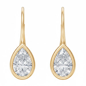 Lab Grown Diamond Pear Bezel Dangling Huggie Earring 14K