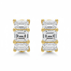 Lab Grown Diamond Emerald Tennis Huggie Earring 14K