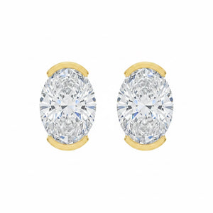 14K Gold / 2CT Lab Grown Diamond Oval Slight Bezel Stud Earring 14K - Adina Eden's Jewels