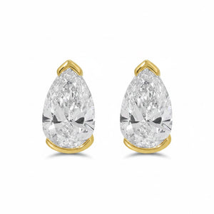 Lab Grown Diamond Pear Slight Bezel Stud Earring 14K