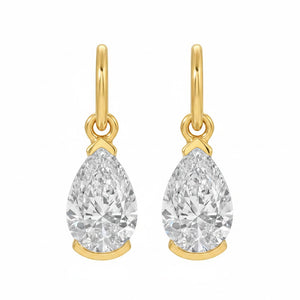14K Gold Lab Grown Diamond Pear Shaker Huggie Earring 14K - Adina Eden's Jewels