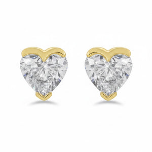 Lab Grown Diamond Heart Slight Bezel Stud Earring 14K