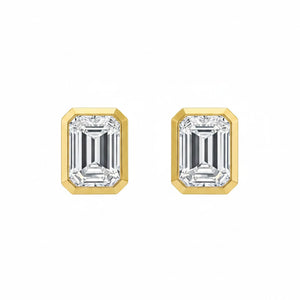Lab Grown Diamond Emerald Cut Stud Earring 14K