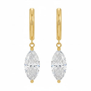 Lab Grown Diamond Marquise Shaker Huggie Earring 14K