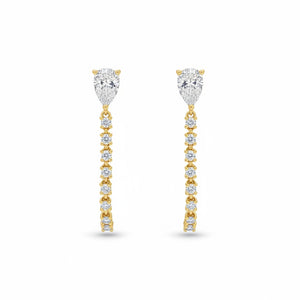 Lab Grown Diamond Double Pear Tennis Stud Earring 14K