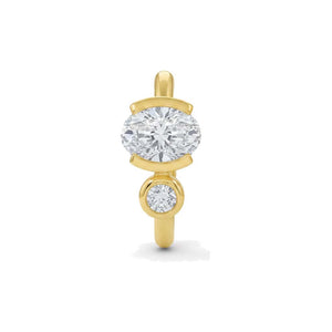 14K Gold Lab Grown Diamond Oval X Solitaire Ear Cuff 14K - Adina Eden's Jewels