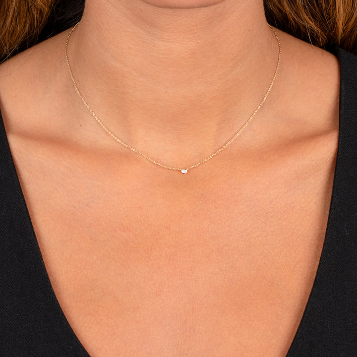  Diamond Tiny Bezel Necklace 14K - Adina Eden's Jewels