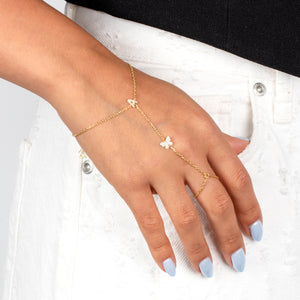  Pave Butterfly Initial Hand Chain - Adina Eden's Jewels