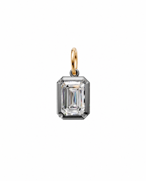 14K Gold / 3CT Lab Grown Diamond 3 Carat Emerald Encased Charm 14K - Adina Eden's Jewels