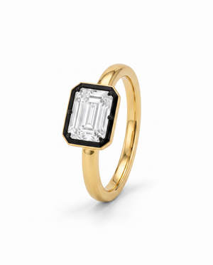 14K Gold / 3 / 2CT Lab Grown Diamond Emerald Encased East/West Pink Ring 14K - Adina Eden's Jewels
