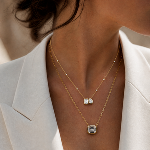 Duo Stone CZ Pendant Necklace - Adina Eden's Jewels