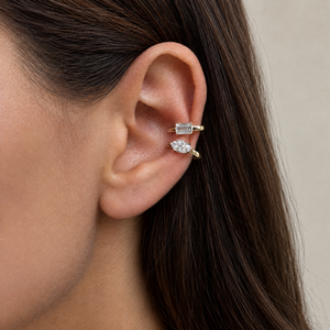 Lab Grown Diamond Floating Marquise Solitaire Ear Cuff 14K - Adina Eden's Jewels