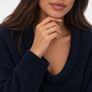 Lab Grown Diamond Emerald/Oval Toi Et Moi Open Ring 14K - Adina Eden's Jewels