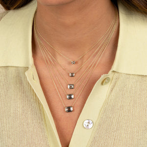  Lab Grown Diamond Emerald Bezel Necklace 14K - Adina Eden's Jewels