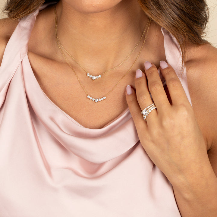  Lab Grown Diamond Large Curved Bar Necklace 14K - Adina Eden's Jewels