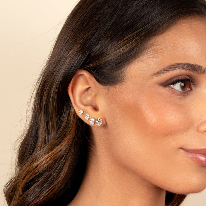  Lab Grown Diamond Oval Four Prong Stud Earring 14K - Adina Eden's Jewels