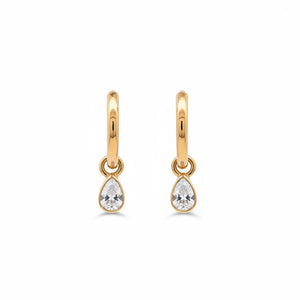 Lab Grown Diamond Encased Pear Dangle Huggie Earring 14K