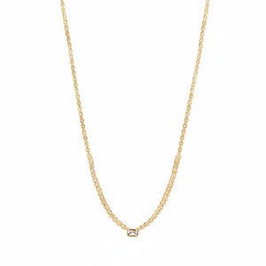 Diamond Emerald Bezel Accent Tennis Necklace 14K