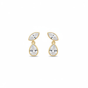 14K Gold Lab Grown Diamond Marquise X Pear Drop Stud Earring 14K - Adina Eden's Jewels