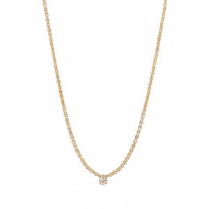 Diamond Round Bezel Accent Tennis Necklace 14K