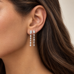 Lab Grown Diamond Pear/ Mixed Cut Floating Drop Stud Earring 14K