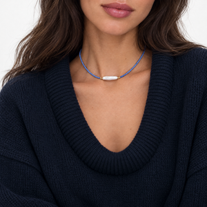 Colored Glass Seed Bead Freshwater Pearl Bar Necklace - Adina Eden's Jewels