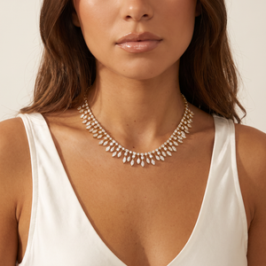 Marquise CZ Fringe Statement Necklace - Adina Eden's Jewels