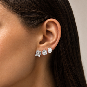 Oval Solitaire CZ Stud Earring - Adina Eden's Jewels