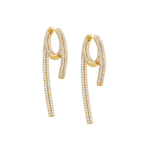 Gold Pavé Front Back Claw Huggie Earring - Adina Eden's Jewels