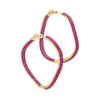 Ruby Red Pavé Colored Squiggly Large Hoop Earring - Adina Eden's Jewels